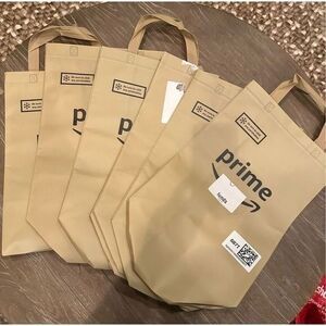 Amazon Prime Whole Foods reusable shopping bags LOT OF 6 20x12x6”